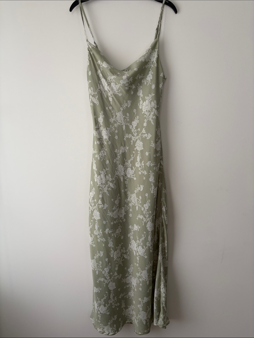 Altard State Slip Midi Dress with White Floral Print - Olive Green